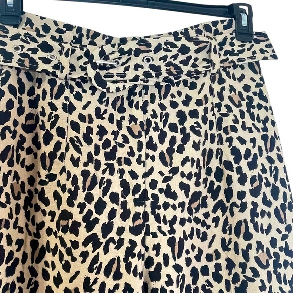 Zara High Waisted Leopard Print Belted Trousers/Pants Size M - Picture 7 of 11